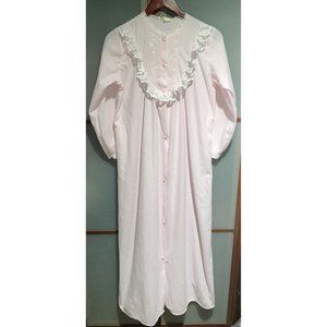 BERNETTE New York Vintage 60s Pink Striped Womens Sleep Nightgown Moo Moo Size M
